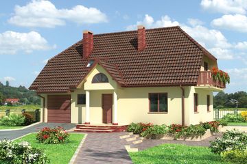  Projekt domu Bartosz - murowana - ceramika (KRD1026) - projekt domu parterowego z poddaszem - Zdjęcie 1