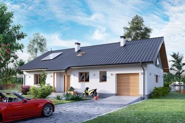  Projekt domu Aramis - murowana – beton komórkowy (KRD1721) - projekt domu parterowego z poddaszem - Zdjęcie 1