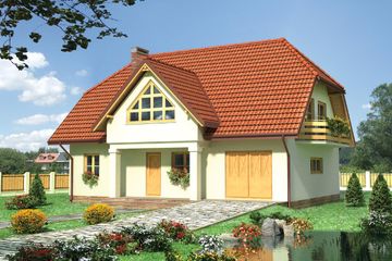  Projekt domu Ostrów - murowana – beton komórkowy (KRD1177) - projekt domu parterowego z poddaszem - Zdjęcie 1