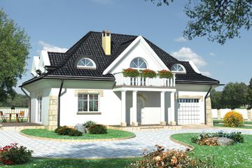  Projekt domu Pan Tadeusz - murowana – ceramika (KRD1180) - projekt domu parterowego z poddaszem - Zdjęcie 1