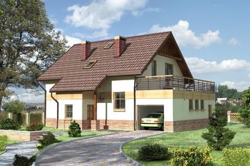  Projekt domu Pasikonik - murowana – ceramika (KRD1182) - projekt domu parterowego z poddaszem - Zdjęcie 1