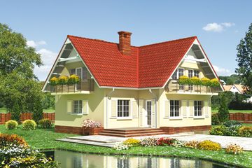  Projekt domu Rosomak - murowana – ceramika (KRD1334) - projekt domu parterowego z poddaszem - Zdjęcie 1