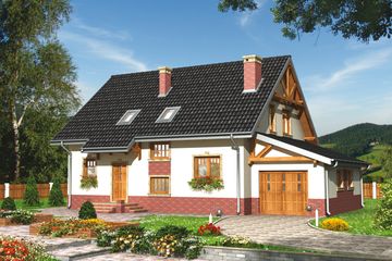  Projekt domu Sójka - murowana – ceramika (KRD1338) - projekt domu parterowego z poddaszem - Zdjęcie 1