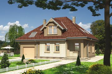  Projekt domu Benon - murowana – silikaty (KRD2203) - projekt domu parterowego z poddaszem - Zdjęcie 1