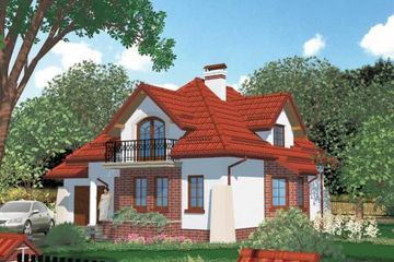 Projekt domu APS 148 - parterowy z poddaszem dom o powierzchni 126,40 m², dach kopertowy, koszt budowy 337 000 zł - ujęcie frontu