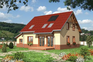  Projekt domu Sójka Eko - murowana - beton komórkowy (KRD1723) - projekt domu parterowego z poddaszem - Zdjęcie 1