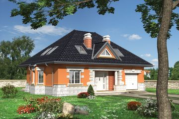  Projekt domu Amadej Krak - murowana – beton komórkowy (KRD1725) - projekt domu parterowego z poddaszem - Zdjęcie 1