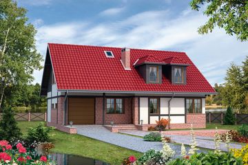  Projekt domu Perkoz - murowana – beton komórkowy (KRD1183) - projekt domu parterowego z poddaszem - Zdjęcie 1