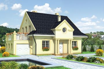  Projekt domu Porfirion - szkielet drewniany lekki (KRD1192) - projekt domu parterowego z poddaszem - Zdjęcie 1