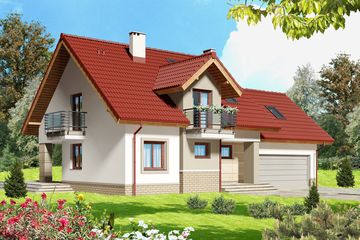  Projekt domu Telesto II (WOE1018) - projekt domu parterowego z poddaszem - Zdjęcie 1