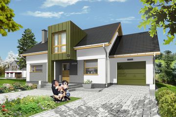  Projekt domu Antek z garażem 1-st. [A] (WRF1400) - projekt domu parterowego z poddaszem - Zdjęcie 1