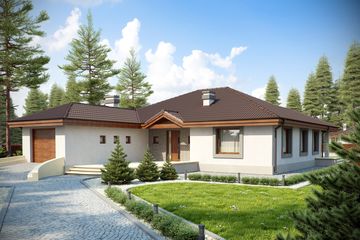  Projekt domu Tomaszek z garażem 1-st. [A] (WRF1005) - projekt domu parterowego - Zdjęcie 1