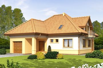  Projekt domu Karmel (WOF1002) - projekt domu parterowego z poddaszem - Zdjęcie 1