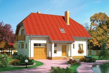 Projekt domu Dukat - murowana – ceramika (KRD1050) - projekt domu parterowego z poddaszem - Zdjęcie 1