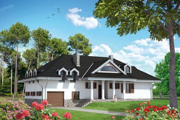  Projekt domu Dworek - murowana – ceramika (KRD1054) - projekt domu parterowego z poddaszem - Zdjęcie 1