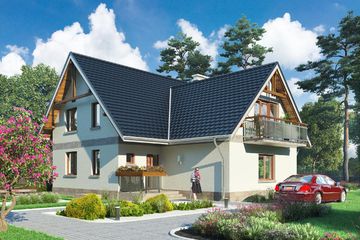  Projekt domu Cykada (129) (KRD1037) - projekt domu parterowego z poddaszem - Zdjęcie 1