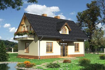  Projekt domu Cymes - murowana – ceramika (KRD1039) - projekt domu parterowego z poddaszem - Zdjęcie 1