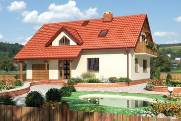  Projekt domu Delta - murowana – klinkier (KRD1043) - projekt domu parterowego z poddaszem - Zdjęcie 1