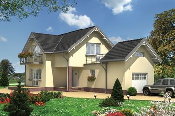  Projekt domu Potok - murowana – ceramika (KRD1193) - projekt domu parterowego z poddaszem - Zdjęcie 1