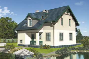  Projekt domu Longin - murowana – ceramika (KRD1509) - projekt domu parterowego z poddaszem - Zdjęcie 1