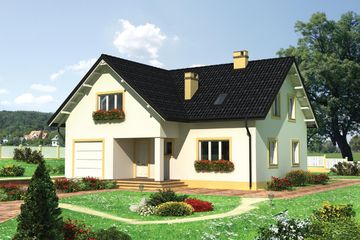  Projekt domu Emil - murowana – ceramika (KRD1058) - projekt domu parterowego z poddaszem - Zdjęcie 1