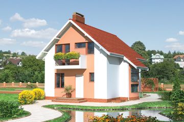  Projekt domu Stokrotka - murowana – ceramika (KRD1214) - projekt domu parterowego z poddaszem - Zdjęcie 1