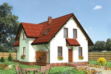  Projekt domu Supełek - murowana – beton komórkowy (KRD1217) - projekt domu parterowego z poddaszem - Zdjęcie 1