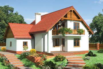  Projekt domu Świstak - murowana – ceramika (KRD1218) - projekt domu parterowego z poddaszem - Zdjęcie 1
