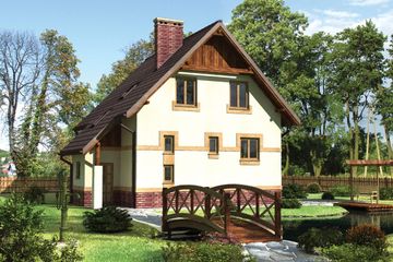  Projekt domu Miłek - murowana - ceramika (KRD1528) - projekt domu parterowego z poddaszem - Zdjęcie 1