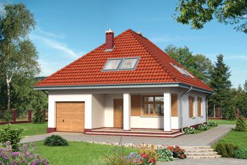  Projekt domu Jesion - murowana – keramzyt (KRD1754) - projekt domu parterowego z poddaszem - Zdjęcie 1