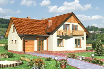  Projekt domu Jelonek-2 - murowana – klinkier (KRD1755) - projekt domu parterowego z poddaszem - Zdjęcie 1