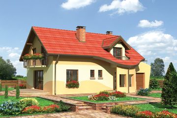 Projekt domu Irmina - murowana – ceramika (KRD1757) - projekt domu parterowego z poddaszem - Zdjęcie 1