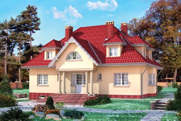  Projekt domu Sarmata - murowana – ceramika (KRD1206) - projekt domu parterowego z poddaszem - Zdjęcie 1