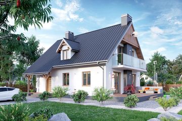  Projekt domu Słowik (625) (KRD1210) - projekt domu parterowego z poddaszem - Zdjęcie 1