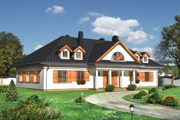  Projekt domu Soplica - murowana – ceramika (KRD1213) - projekt domu parterowego z poddaszem - Zdjęcie 1