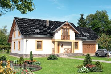  Projekt domu Hubert - murowana – keramzyt (KRD2216) - projekt domu parterowego z poddaszem - Zdjęcie 1