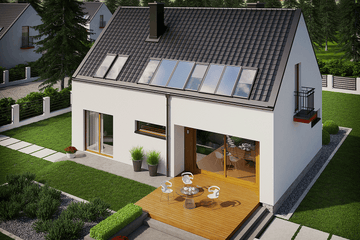 Projekt domu E11 economic - parterowy z poddaszem dom o powierzchni 103,56 m², dach dwuspadowy - ujęcie 2