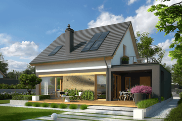Projekt domu E14 G1 economic - parterowy z poddaszem dom o powierzchni 103,59 m², dach dwuspadowy - ujęcie 2