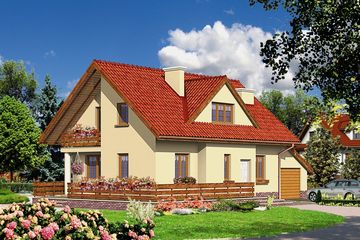  Projekt domu przy Błękitnej (KRK1042) - projekt domu parterowego z poddaszem - Zdjęcie 1