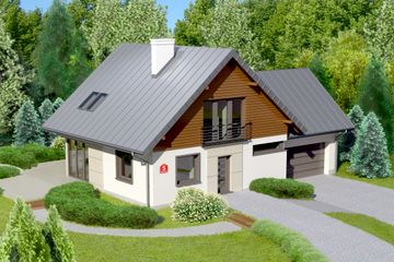  Projekt domu przy Cyprysowej 5 (KRK1222) - projekt domu parterowego z poddaszem - Zdjęcie 1