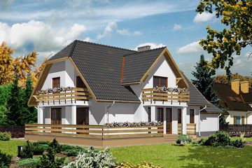  Projekt domu przy Gwiaździstej (KRK1126) - projekt domu parterowego z poddaszem - Zdjęcie 1