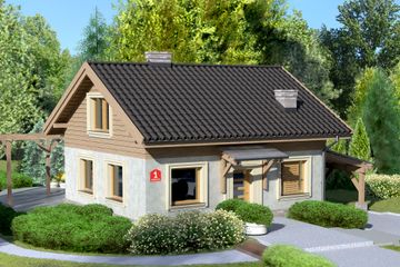  Projekt domu przy Imbirowej (KRK1240) - projekt domu parterowego z poddaszem - Zdjęcie 1