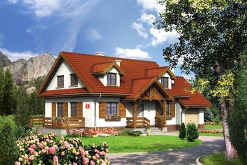  Projekt domu przy Modrzewiowej (KRK1048) - projekt domu parterowego z poddaszem - Zdjęcie 1