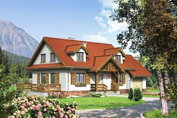  Projekt domu przy Modrzewiowej 2 (KRK1155) - projekt domu parterowego z poddaszem - Zdjęcie 1