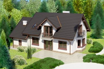  Projekt domu przy Modrzewiowej 3 (KRK1344) - projekt domu parterowego z poddaszem - Zdjęcie 2