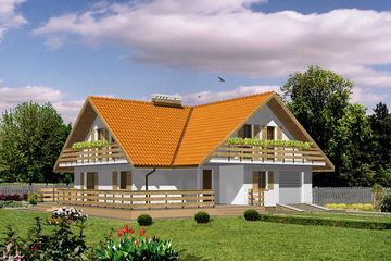  Projekt domu przy Nefrytowej (KRK1122) - projekt domu parterowego z poddaszem - Zdjęcie 1