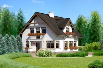  Projekt domu przy Przyjaznej (KRK1175) - projekt domu parterowego z poddaszem - Zdjęcie 1
