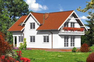  Projekt domu przy Sokolej (KRK1080) - projekt domu parterowego z poddaszem - Zdjęcie 2