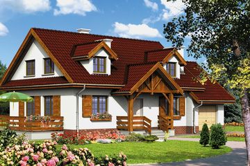  Projekt domu przy Szarotek (KRK1192) - projekt domu parterowego z poddaszem - Zdjęcie 1