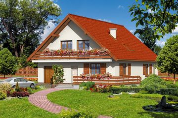  Projekt domu przy Wiązowej (KRK1043) - projekt domu parterowego z poddaszem - Zdjęcie 1